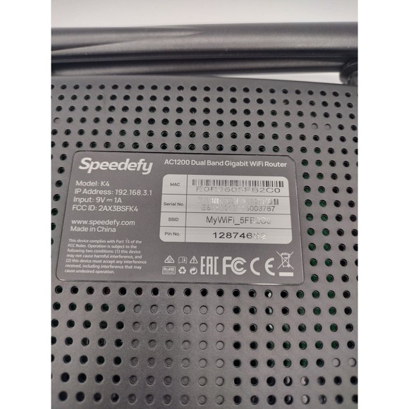 Speedefy AC1200 WiFi Router K4 Dual Band Gigabit Used Once - Picture 4 of 9